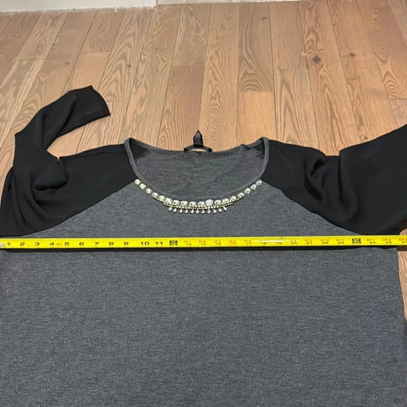 INC 3X Embellished top with faux see through silk sleeves. Fashionable & Stylish - Picture 5 of 7